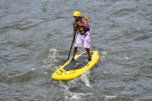 Man on stand up paddle board